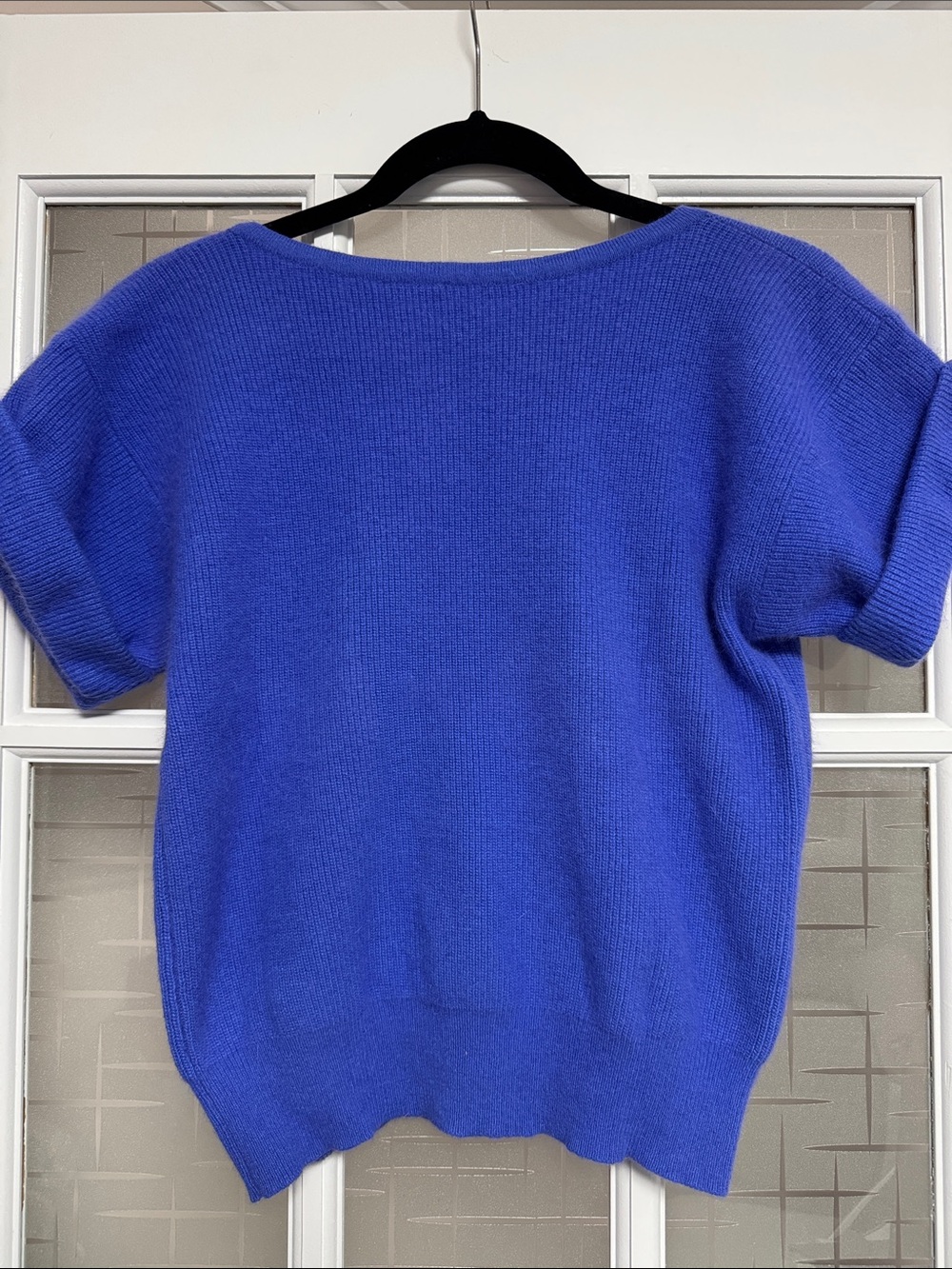 V back Short Sleeve Sweater in Cobalt